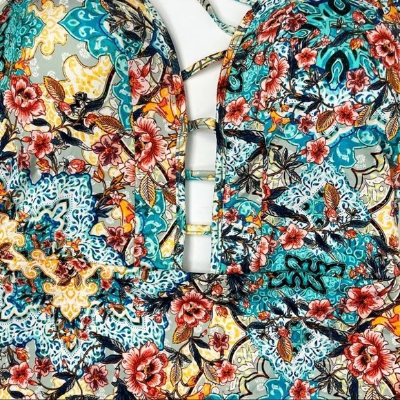 Jets By Jessika Allen Blue Multi Floral Plunge Swimsuit - Picture 5 of 13